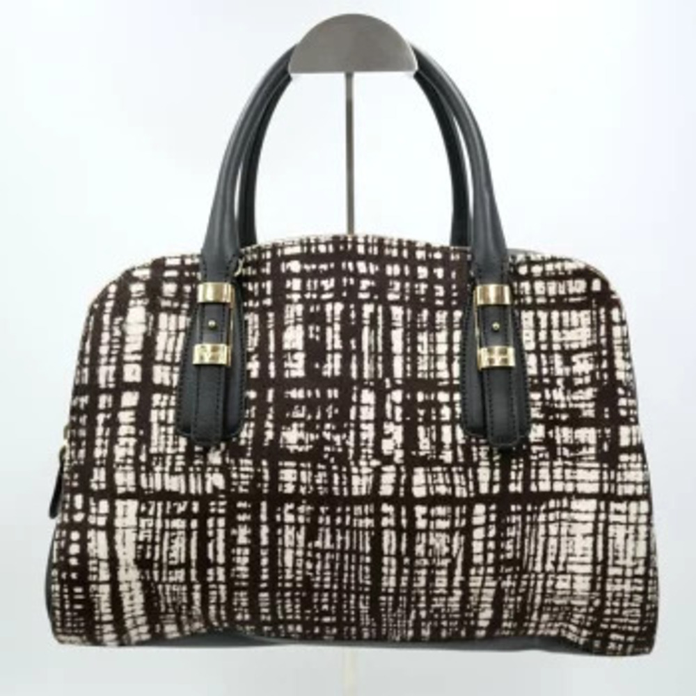 Salvatore Ferragamo Gancini Calfskin Leather 2Way Shoulder Bag Black Brown